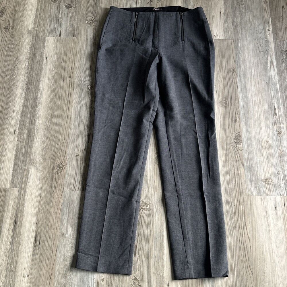 J McLaughlin Grey Front Double Zip Ankle Length Wool Dress Pants Size 8